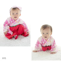 [現貨] 日本直送 Aenak 女童裝紅色櫻花日本和服連身衣 (80-90cm) - BB Dressup