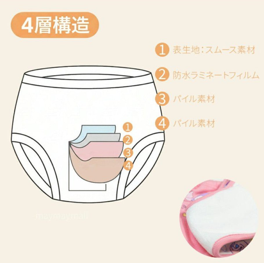 [現貨] 日本直送 Aenak 嬰兒粉紅色麪包超人如廁訓練學習褲 (4層輕便款, 2件裝) 90-100cm