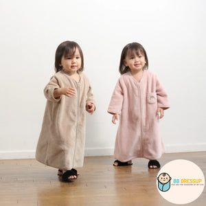 [現貨] 日本直送Aenak 初生嬰兒長袖保暖睡衣/居家服 (白色/淺啡/粉紅/灰色) 50-70cm - BB Dressup