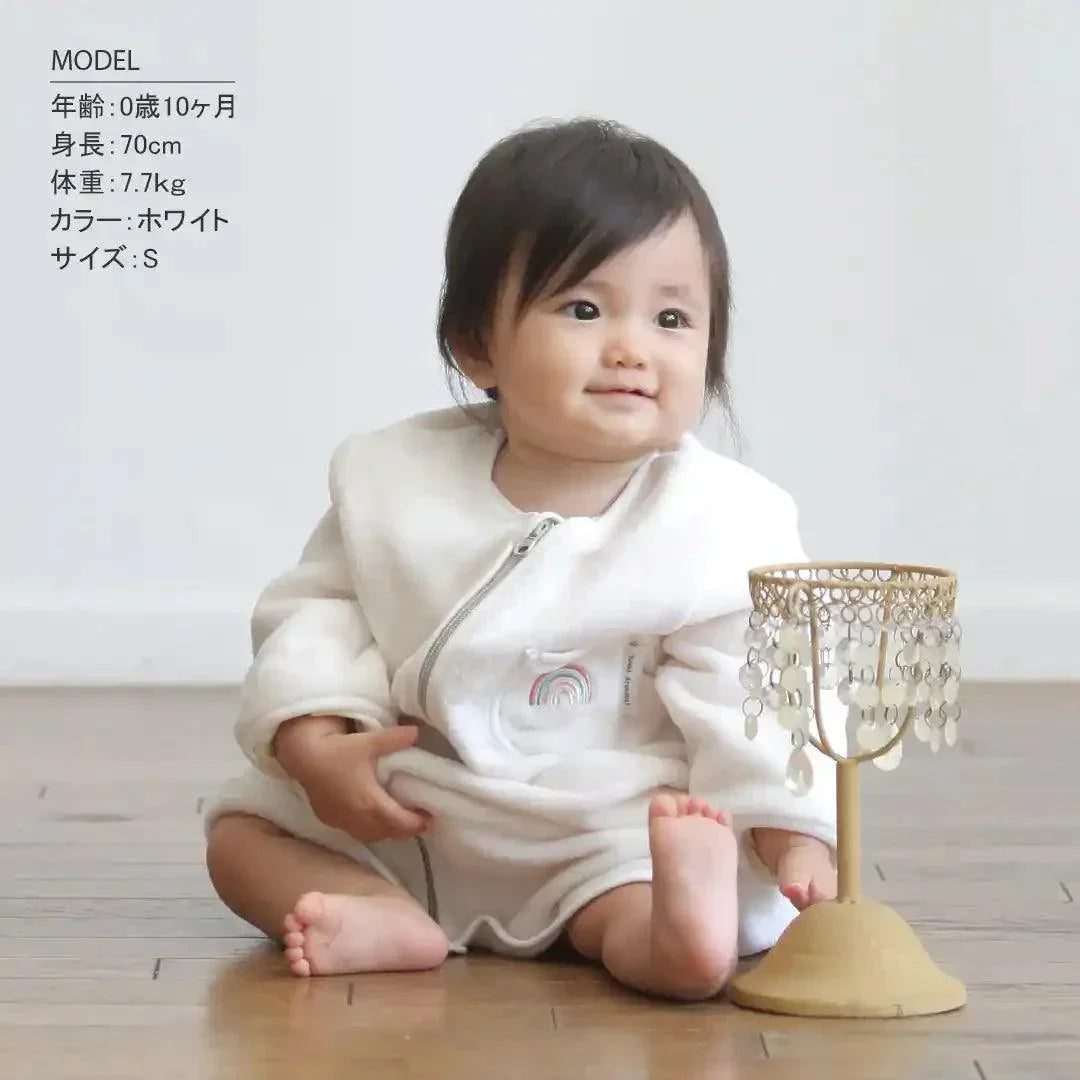 [現貨] 日本直送Aenak 初生嬰兒長袖保暖睡衣/居家服 (白色/淺啡/粉紅/灰色) 50-70cm - BB Dressup