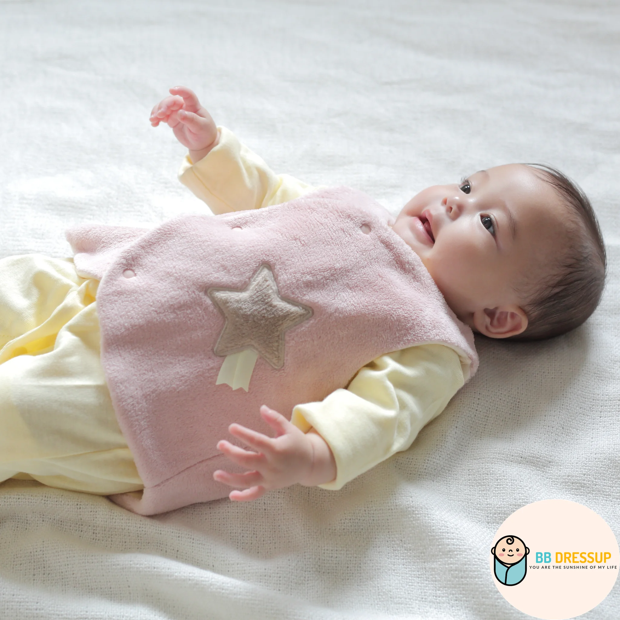 [現貨] 日本直送Aenak 初生嬰兒背心外套 (白/淺啡/粉紅) 50-70cm - BB Dressup