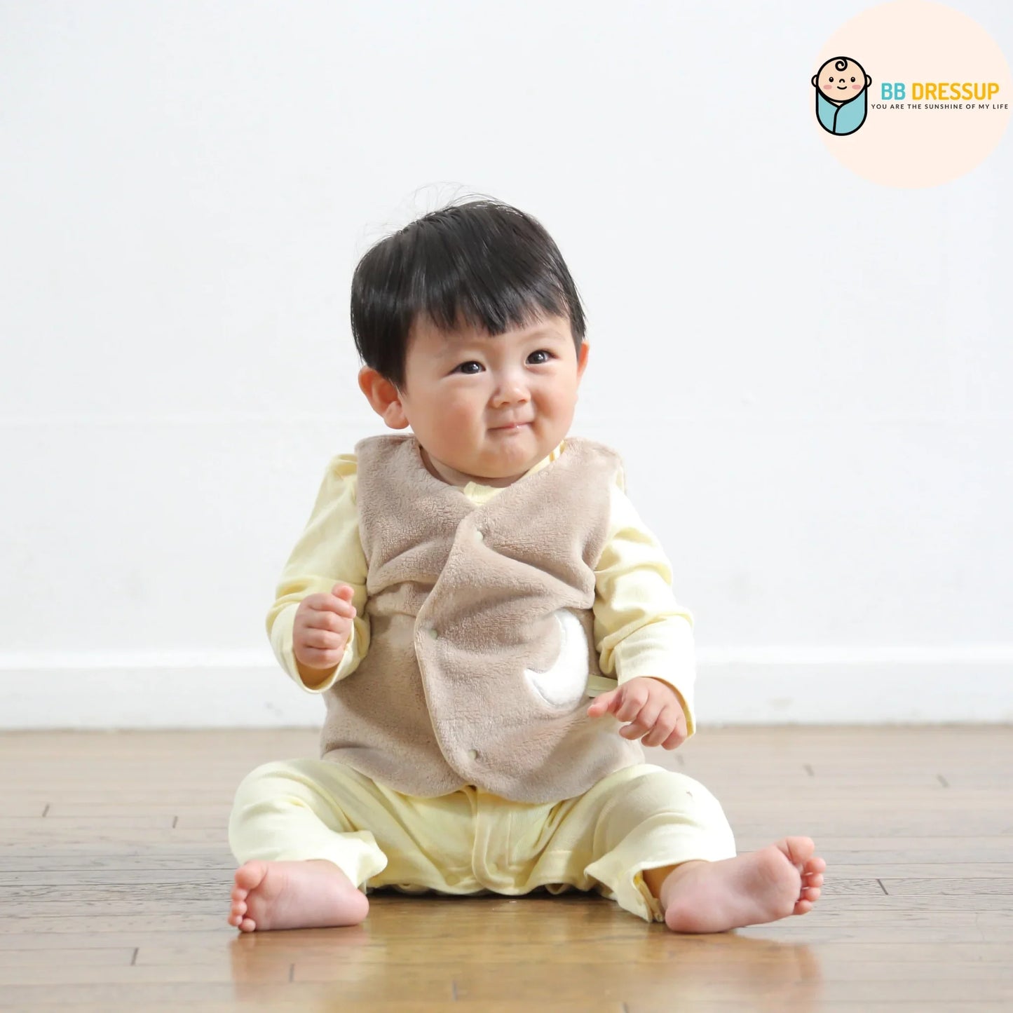 [現貨] 日本直送Aenak 初生嬰兒背心外套 (白/淺啡/粉紅) 50-70cm - BB Dressup