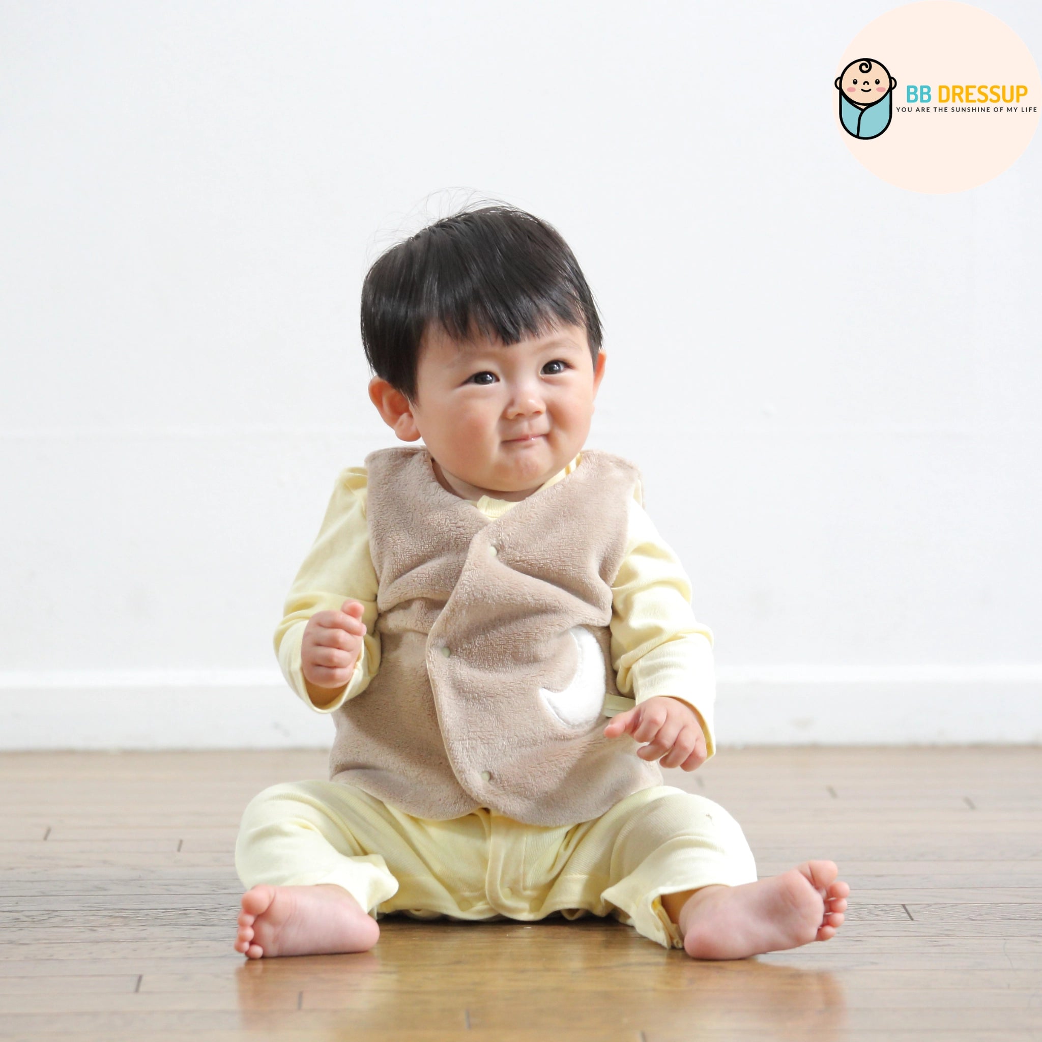 [現貨] 日本直送Aenak 初生嬰兒背心外套 (白/淺啡/粉紅) 50-70cm - BB Dressup