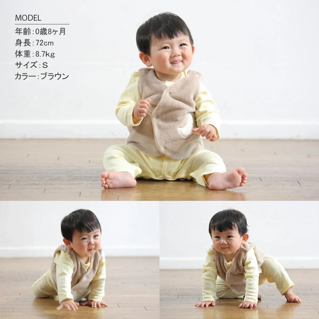 [現貨] 日本直送Aenak 初生嬰兒背心外套 (白/淺啡/粉紅) 50-70cm - BB Dressup