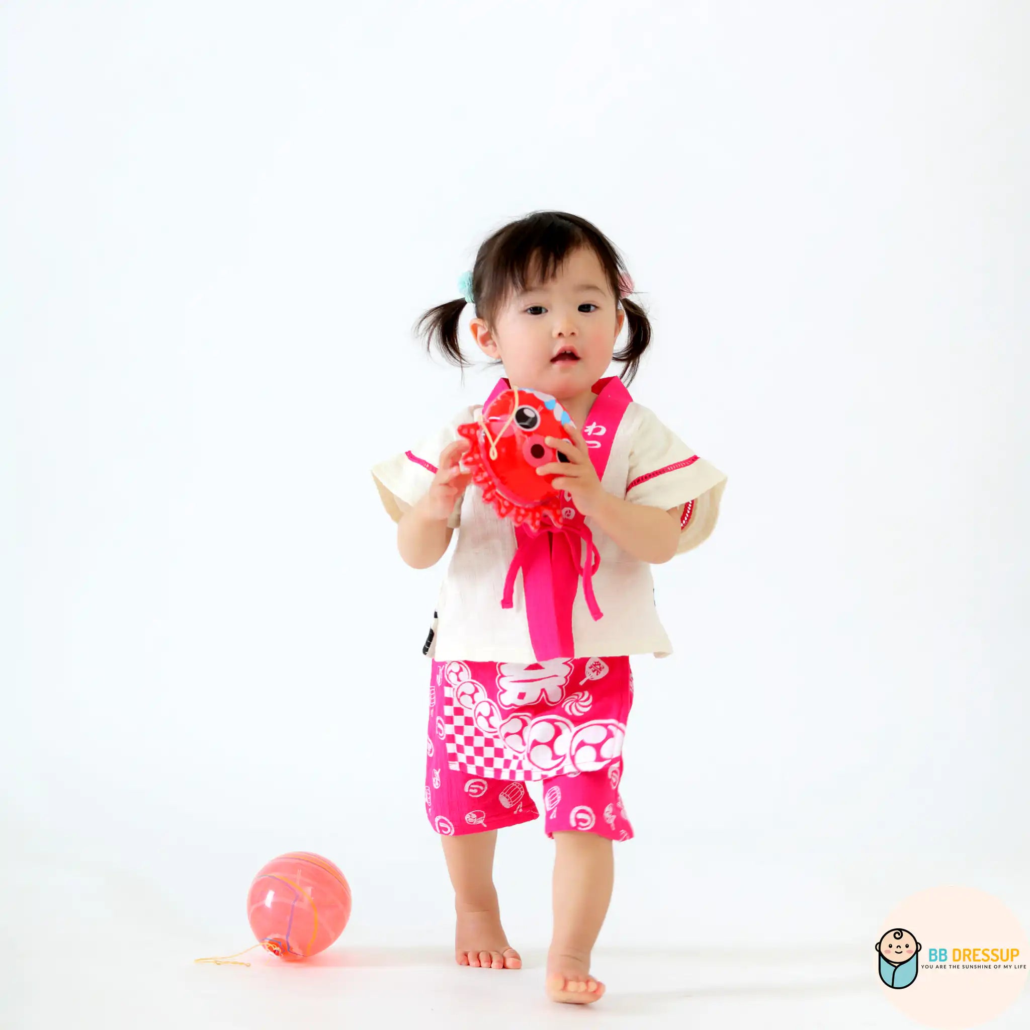 [現貨] 日本直送 Aenak 嬰兒粉紅色日本祭和服浴衣套裝 - BB Dressup