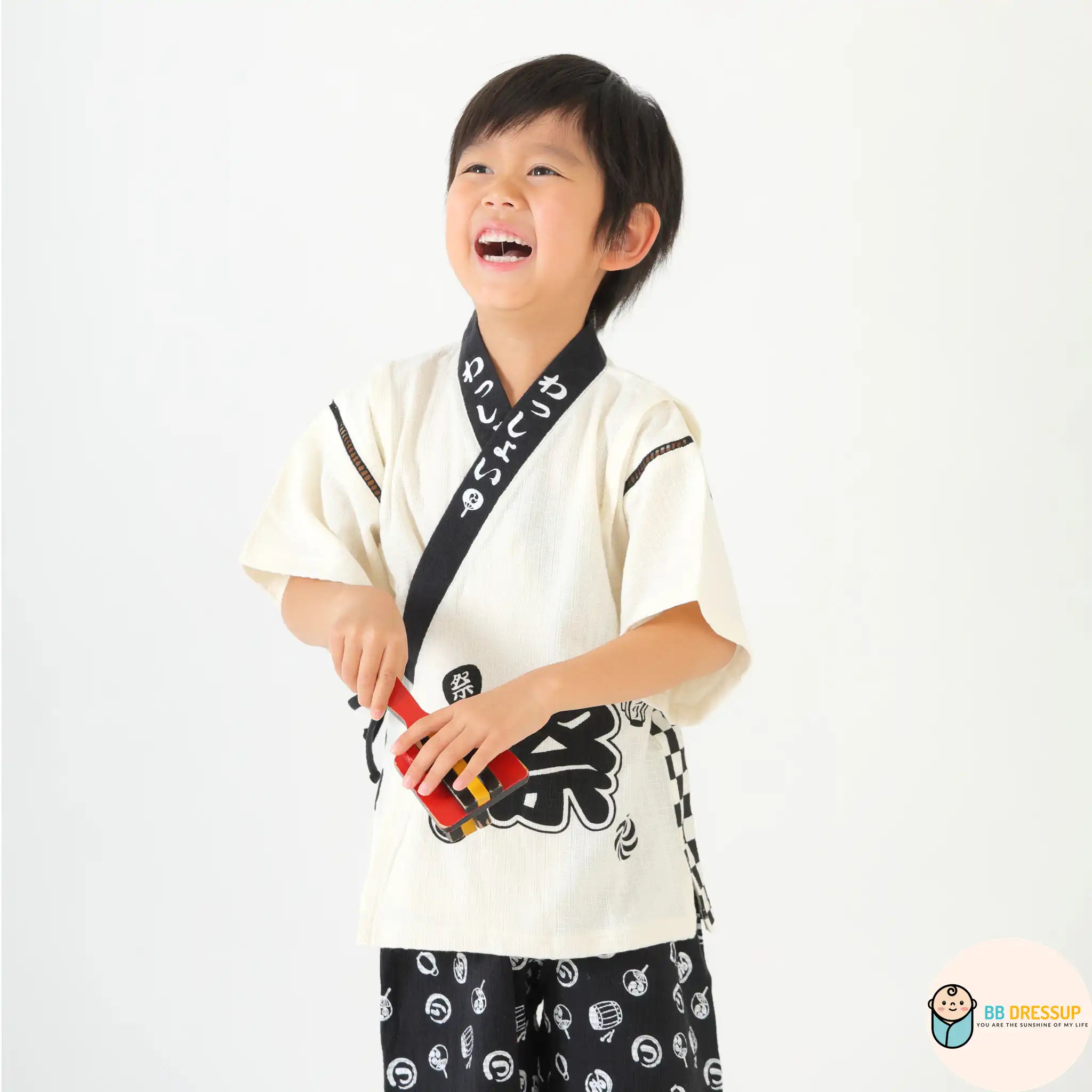 [現貨] 日本直送 Aenak 童裝黒色日本祭和服浴衣套裝 - BB Dressup