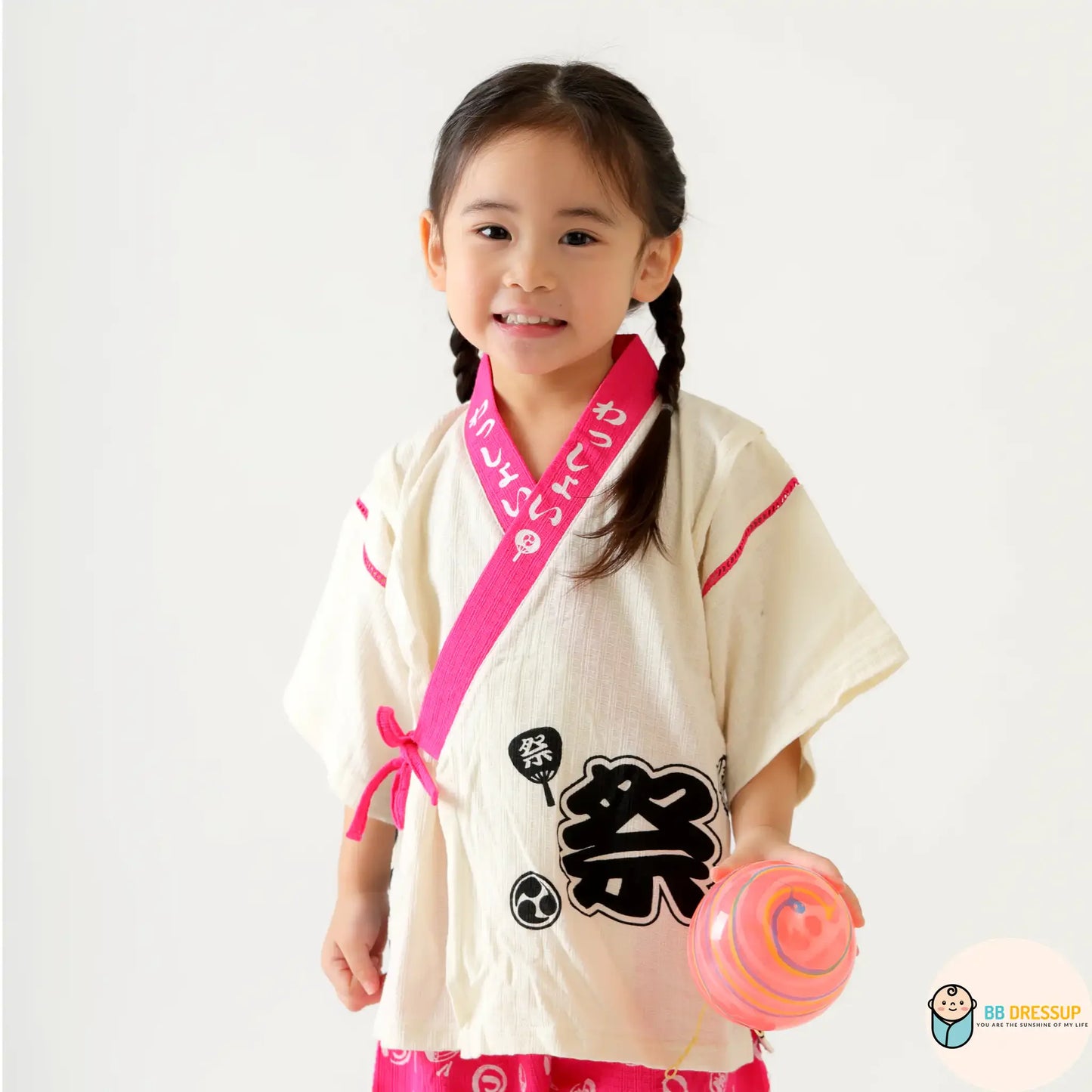 [現貨] 日本直送 Aenak 童裝粉紅色日本祭和服浴衣套裝 (100-120cm) - BB Dressup