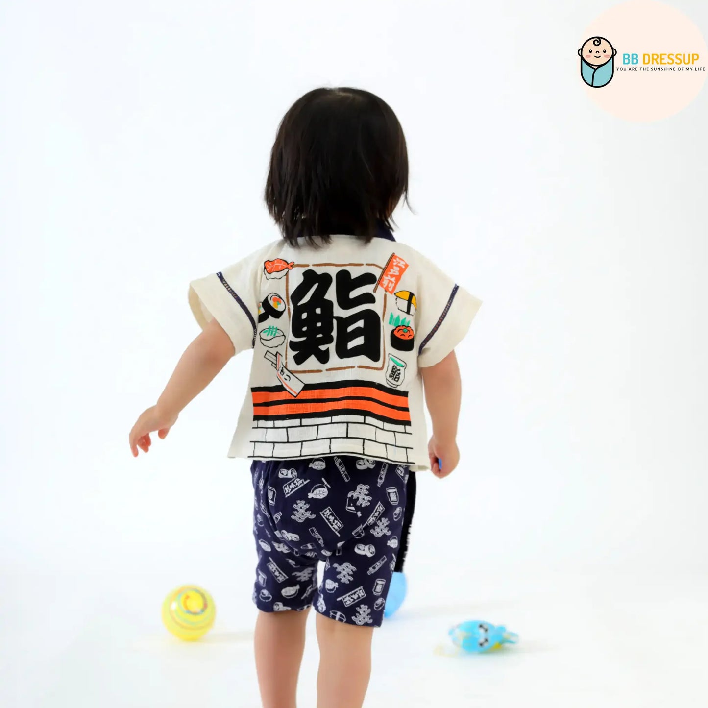 [現貨] 日本直送 Aenak 嬰兒藍色日本祭和服浴衣BB衫套裝 (80-90cm) - BB Dressup