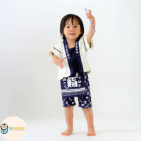 [現貨] 日本直送 Aenak 嬰兒藍色日本祭和服浴衣BB衫套裝 (80-90cm) - BB Dressup