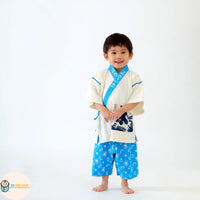 [現貨] 日本直送 Aenak 童裝粉藍色冰紋和服浴衣BB衫套裝 (100-120cm) - BB Dressup
