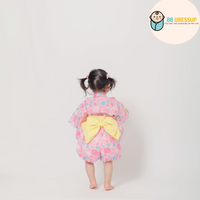 [現貨] 日本直送 Aenak 嬰兒深紅色繡花球日本和服浴衣連腰帶套裝 (80-100cm) - BB Dressup