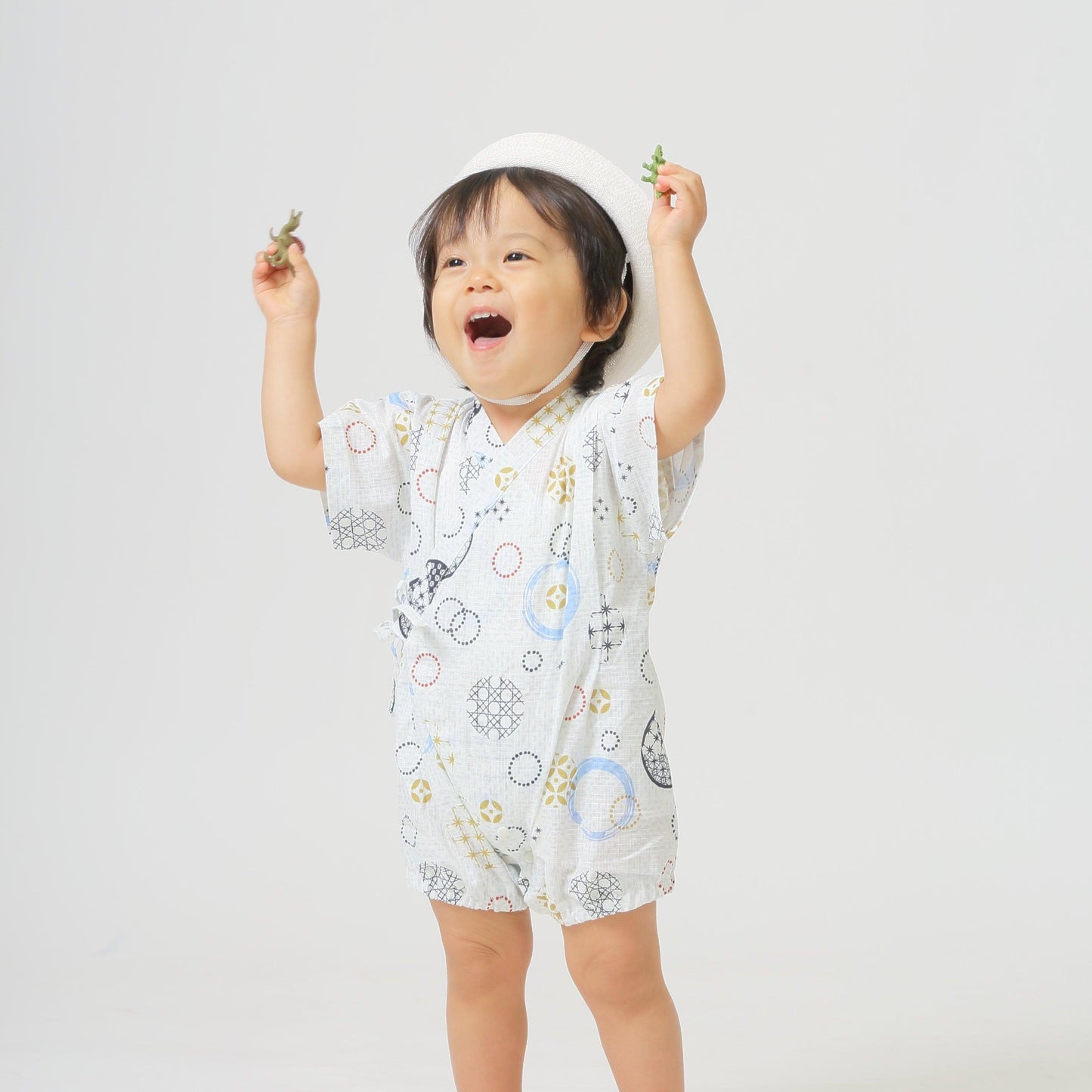[現貨] 日本直送 Aenak 嬰兒白色Kiriko Maru日本和服浴衣連身衣 - BB Dressup