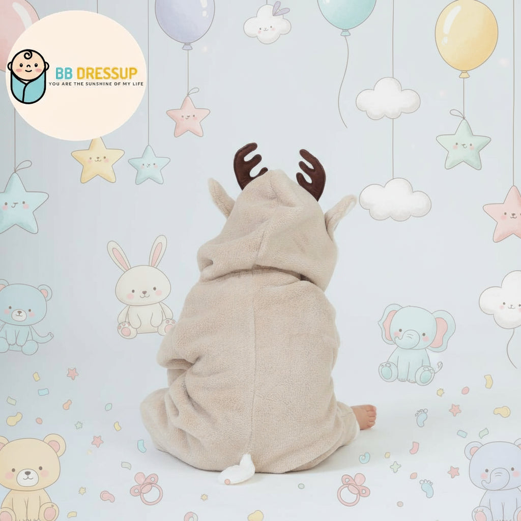 [現貨] 日本直送Aenak 初生嬰兒淺啡鹿仔造型連身衣 (60-90cm) - BB Dressup