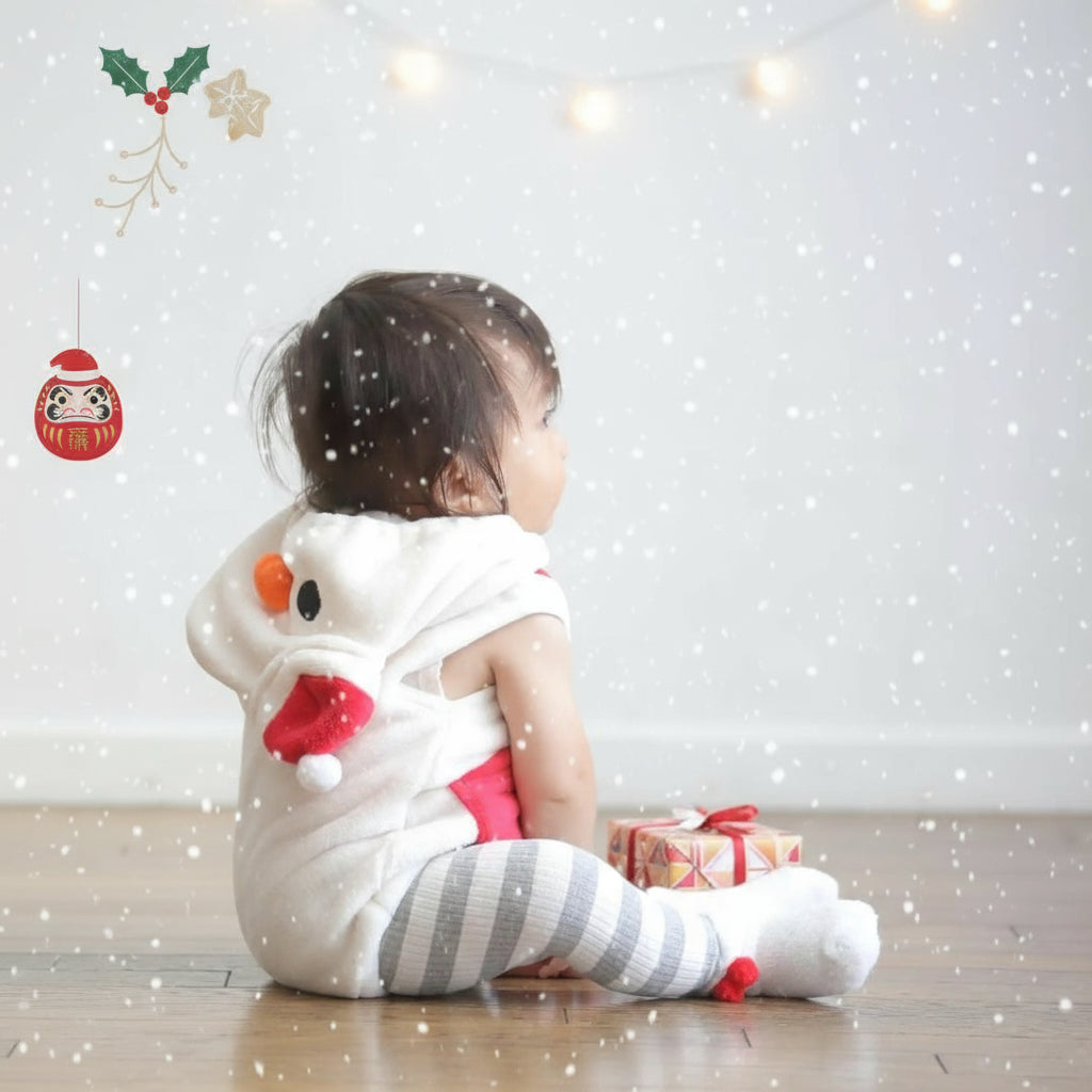 [現貨] 日本直送Aenak 初生嬰兒雪人連身衣連帽套裝 (70-80cm) - BB Dressup