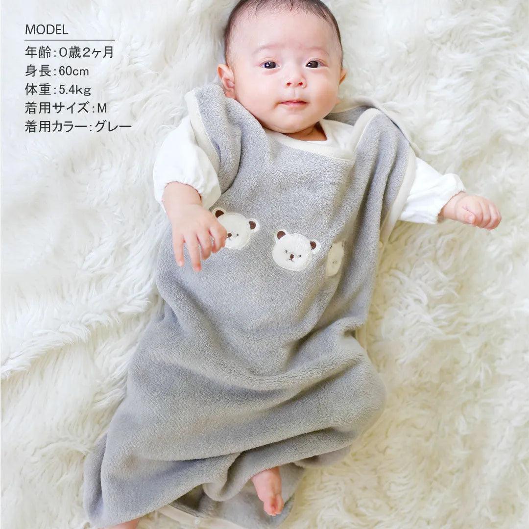 [現貨] 日本直送 Aenak 小熊造型灰色初生嬰兒背心防踢睡袋 (S/M) - BB Dressup