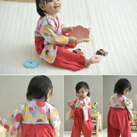 [現貨] 日本直送 Aenak 女童裝 紅色菊花 日本和服連身衣 (60-90cm) - BB Dressup