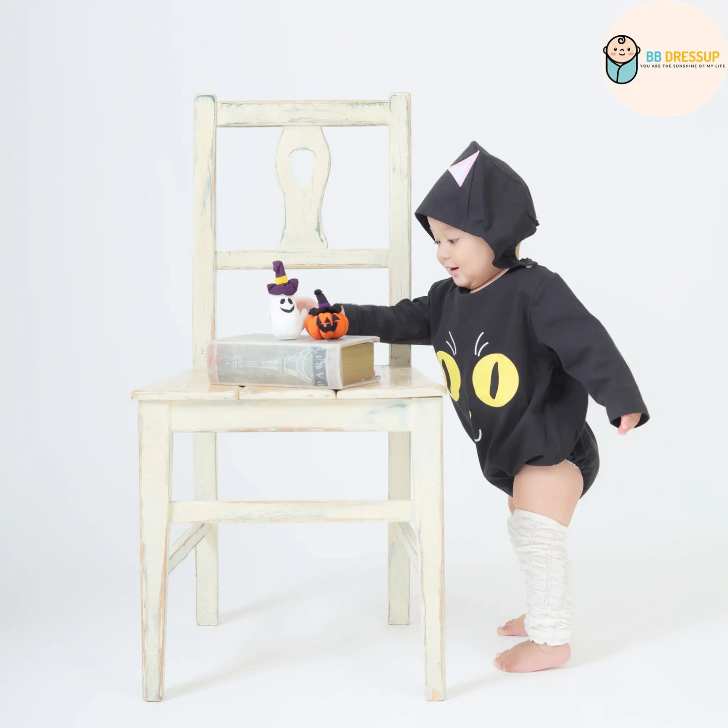 [現貨] 日本直送 Aenak 嬰兒萬聖節黑貓造型長袖連身衣 - BB Dressup