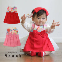 [現貨] 日本直送 Aenak 嬰兒菊花和服風格紅色圍裙/口水肩 - BB Dressup