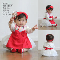 [現貨] 日本直送 Aenak 嬰兒菊花和服風格紅色圍裙/口水肩 - BB Dressup