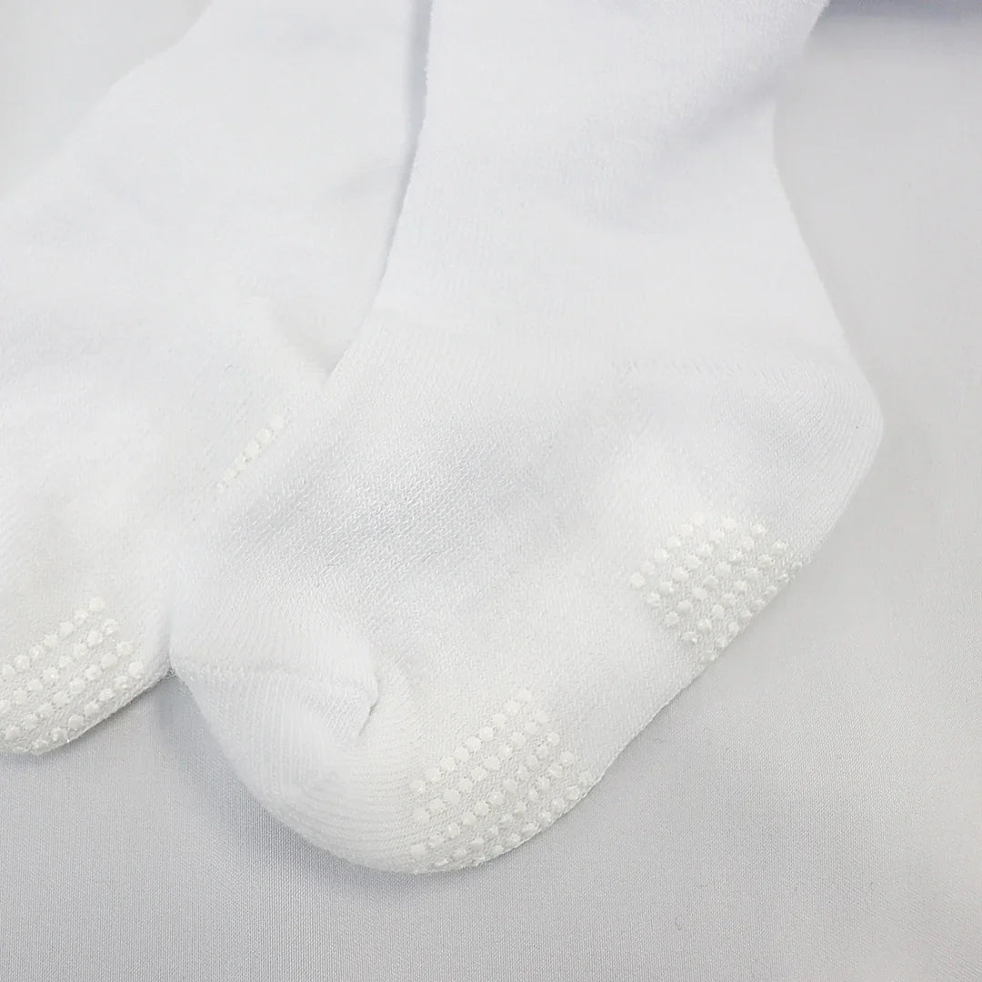[現貨] 日本製 Aenak 幼兒白色棉混紡防滑設計襪褲 (85-120cm) - BB Dressup