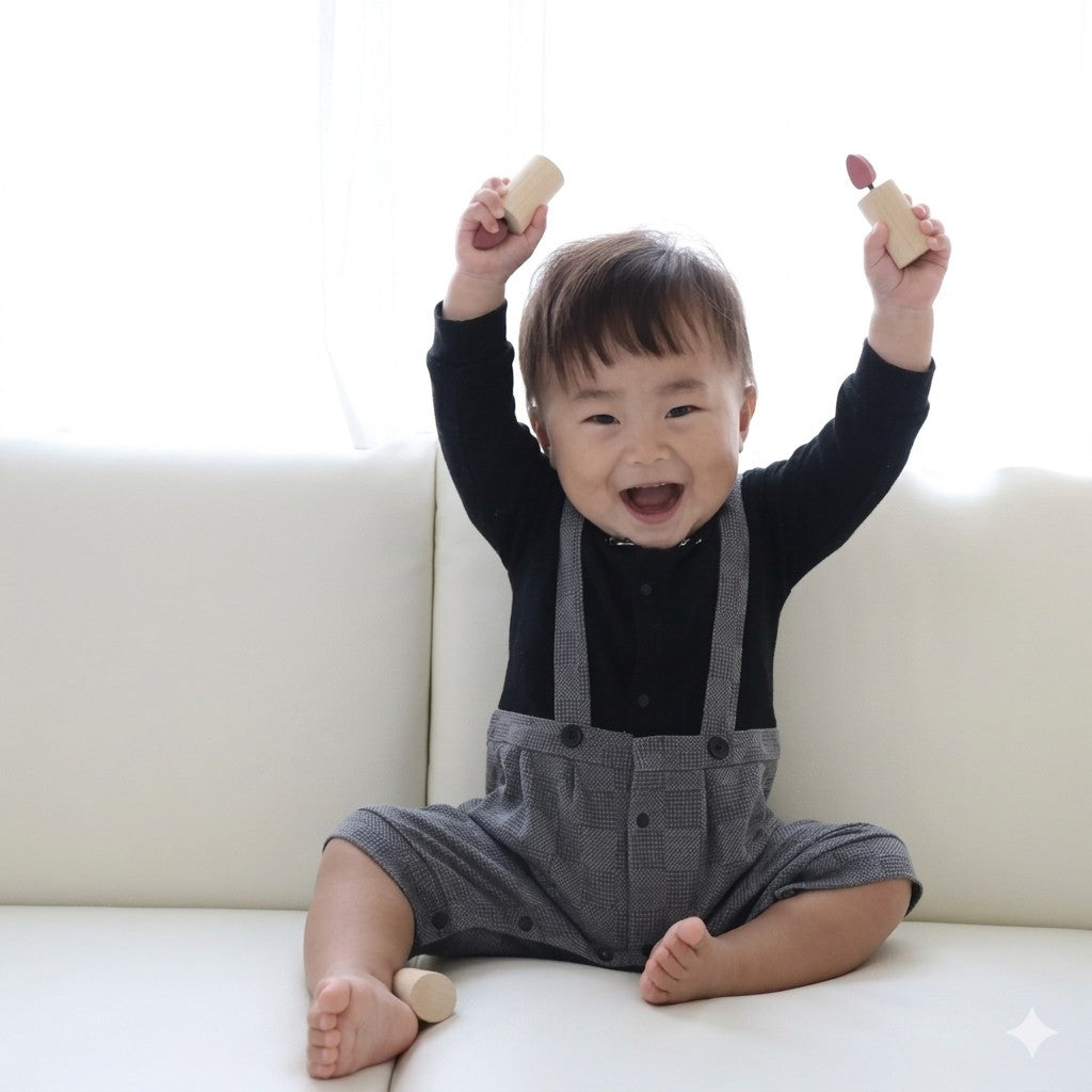 [現貨] 日本直送 Aenak 初生嬰兒 蝴蝶結黑色恤衫造型連身衣 (70-80cm) - BB Dressup