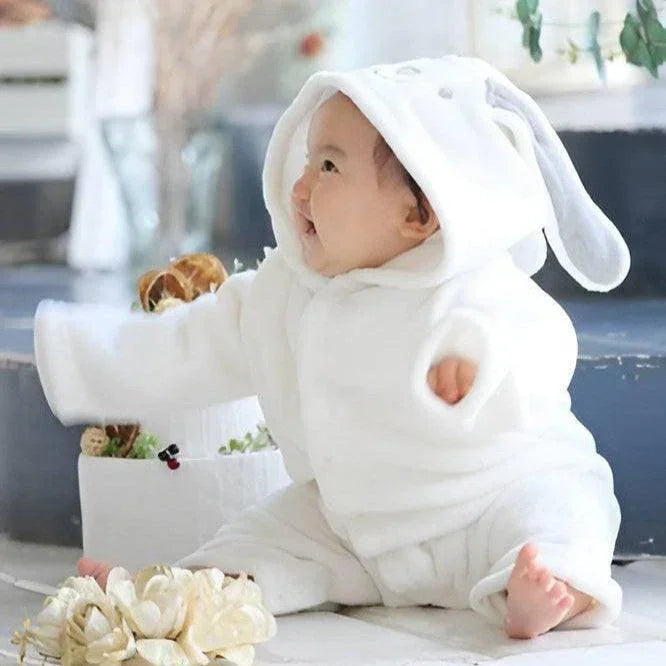 [現貨] 日本直送 Aenak 初生嬰兒 白色兔仔造型長袖連身衣 (60-90cm) - BB Dressup