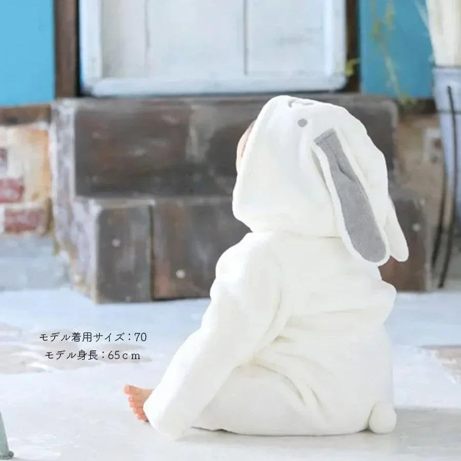 [現貨] 日本直送 Aenak 初生嬰兒 白色兔仔造型長袖連身衣 (60-90cm) - BB Dressup