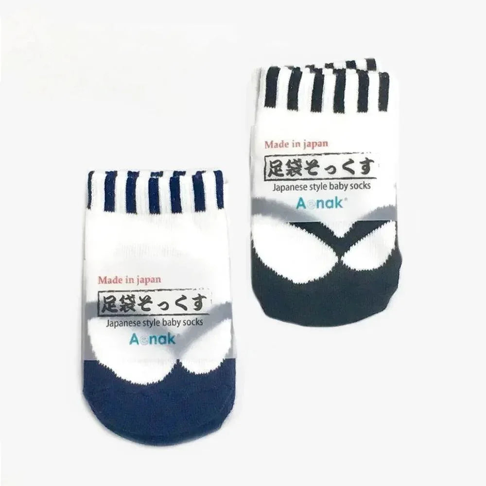 [現貨] 日本製 Aenak 初生嬰兒日式分趾造型嬰兒襪 7−9cm (黑/藍兩色) - BB Dressup
