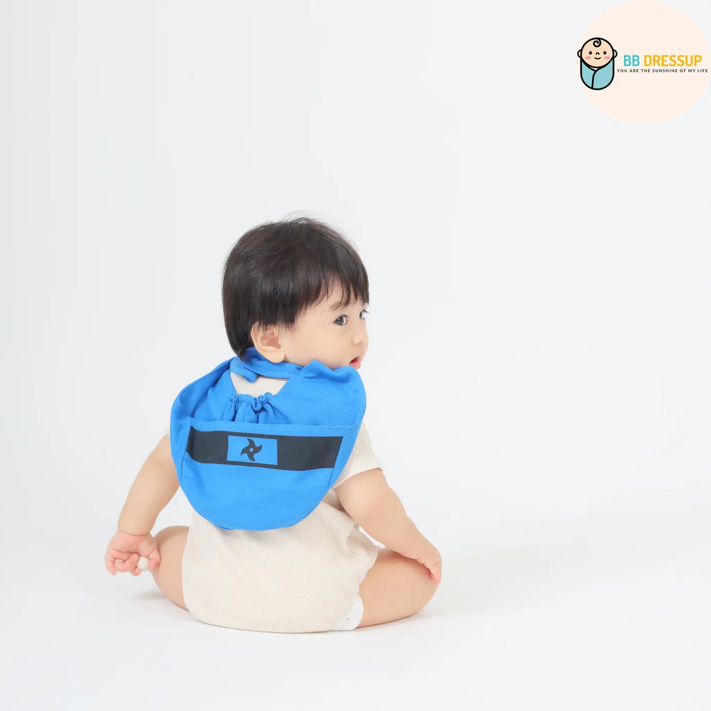 [現貨] 日本直送 Aenak 嬰兒藍色忍者造型口水肩連帽 - BB Dressup