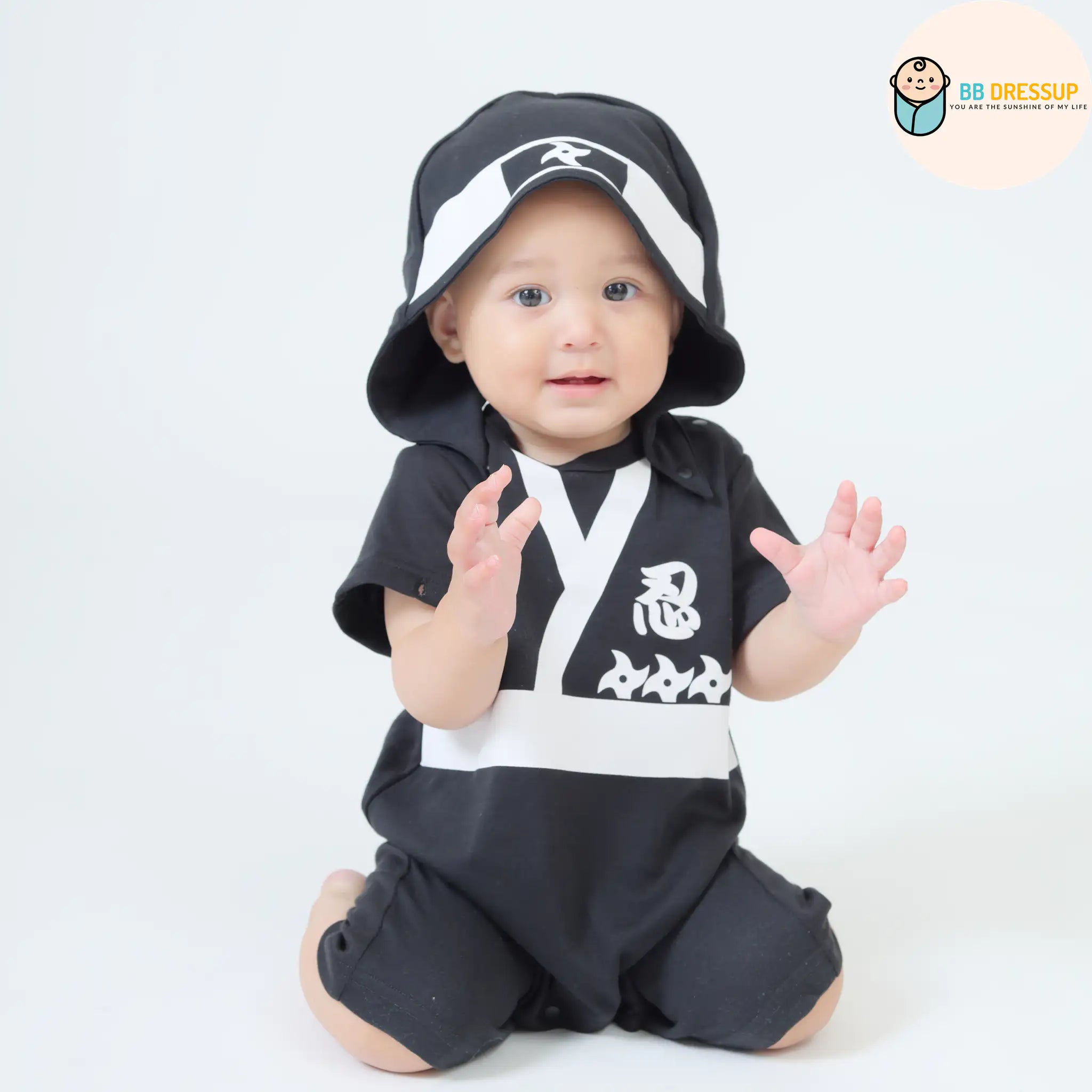 [預購] 日本直送 Aenak 嬰兒黑色忍者造型連帽連身衣 - BB Dressup