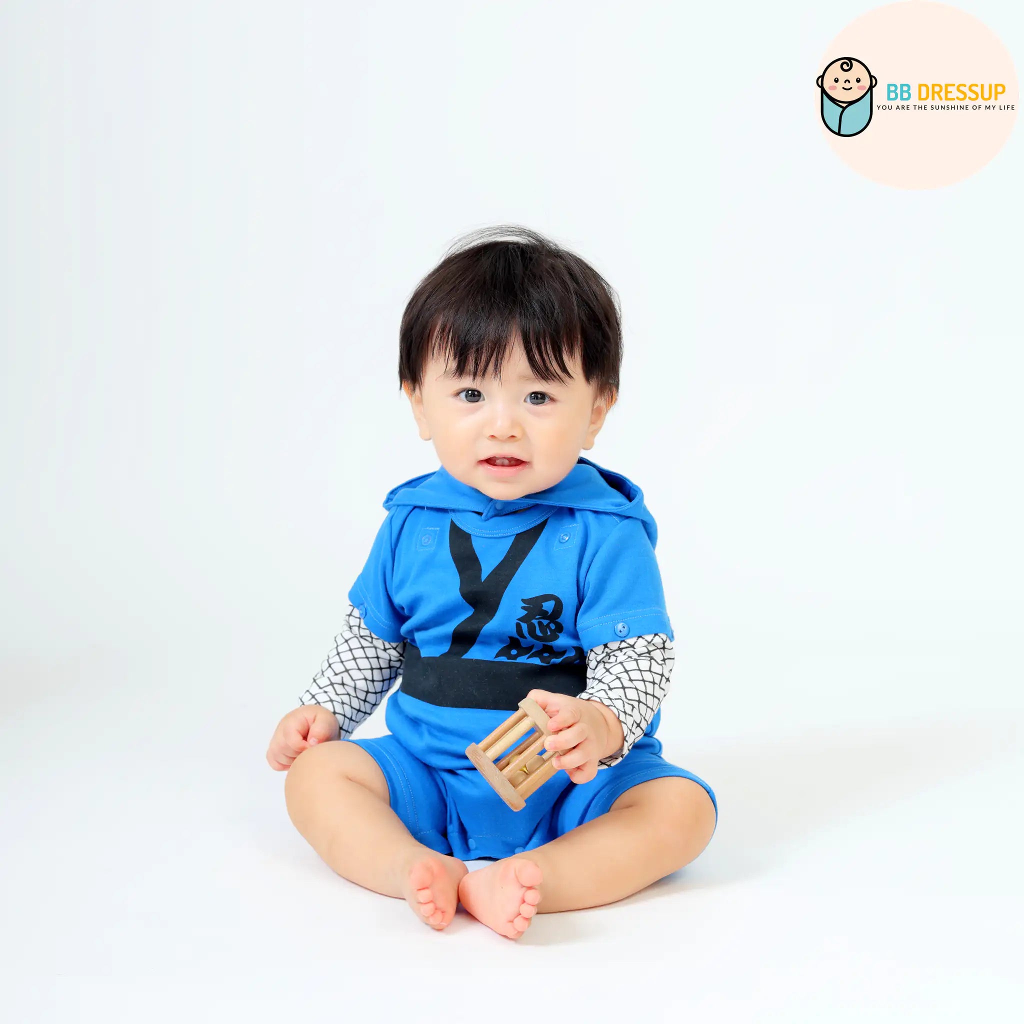 [預購] 日本直送 Aenak 嬰兒藍色忍者造型連帽連身衣 - BB Dressup