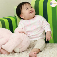 Aenak 初生嬰兒 100%全棉粉紅小花長袖厚身上衣