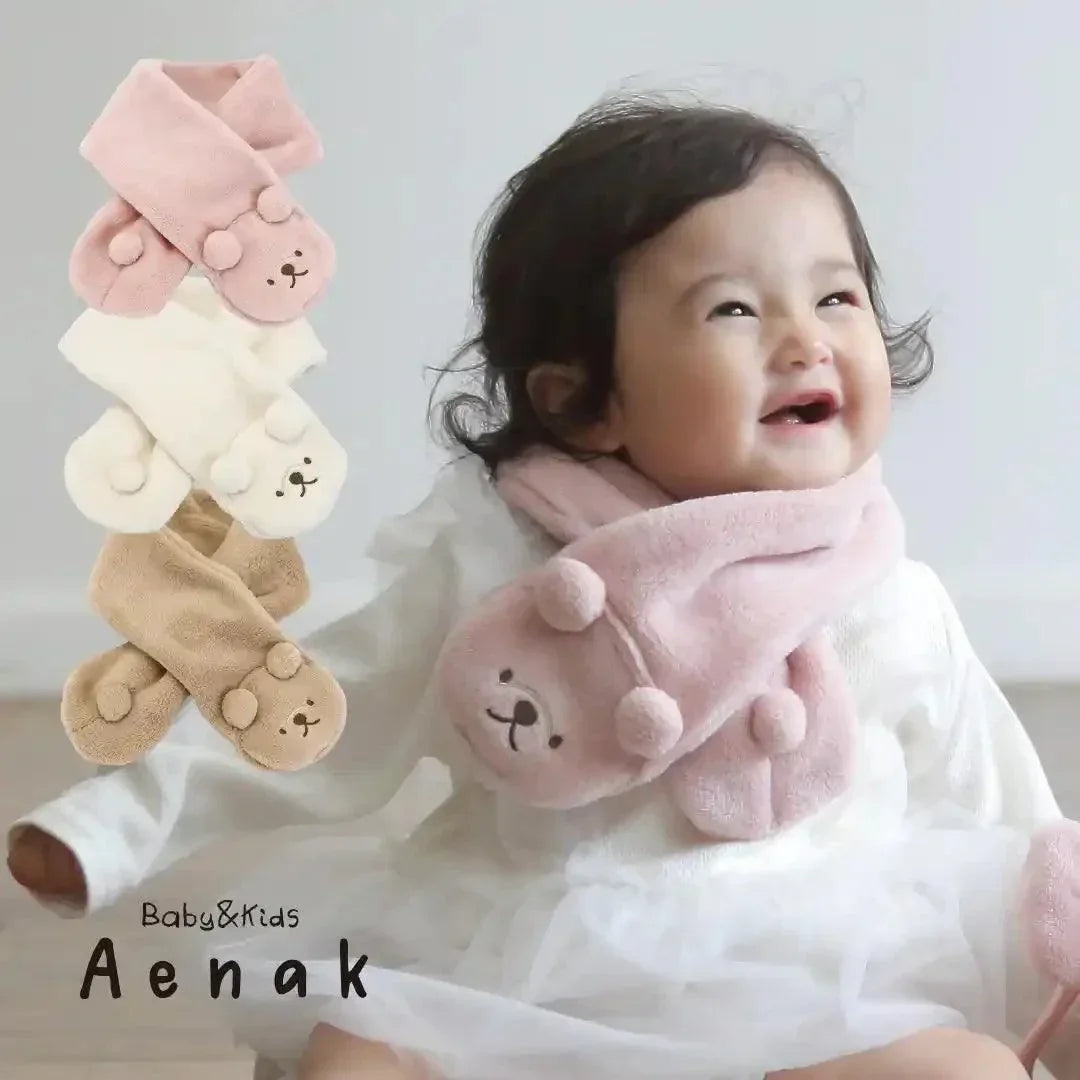 [現貨] 日本直送Aenak 嬰幼兒熊仔頸巾 (粉紅/棕色/白色) - BB Dressup