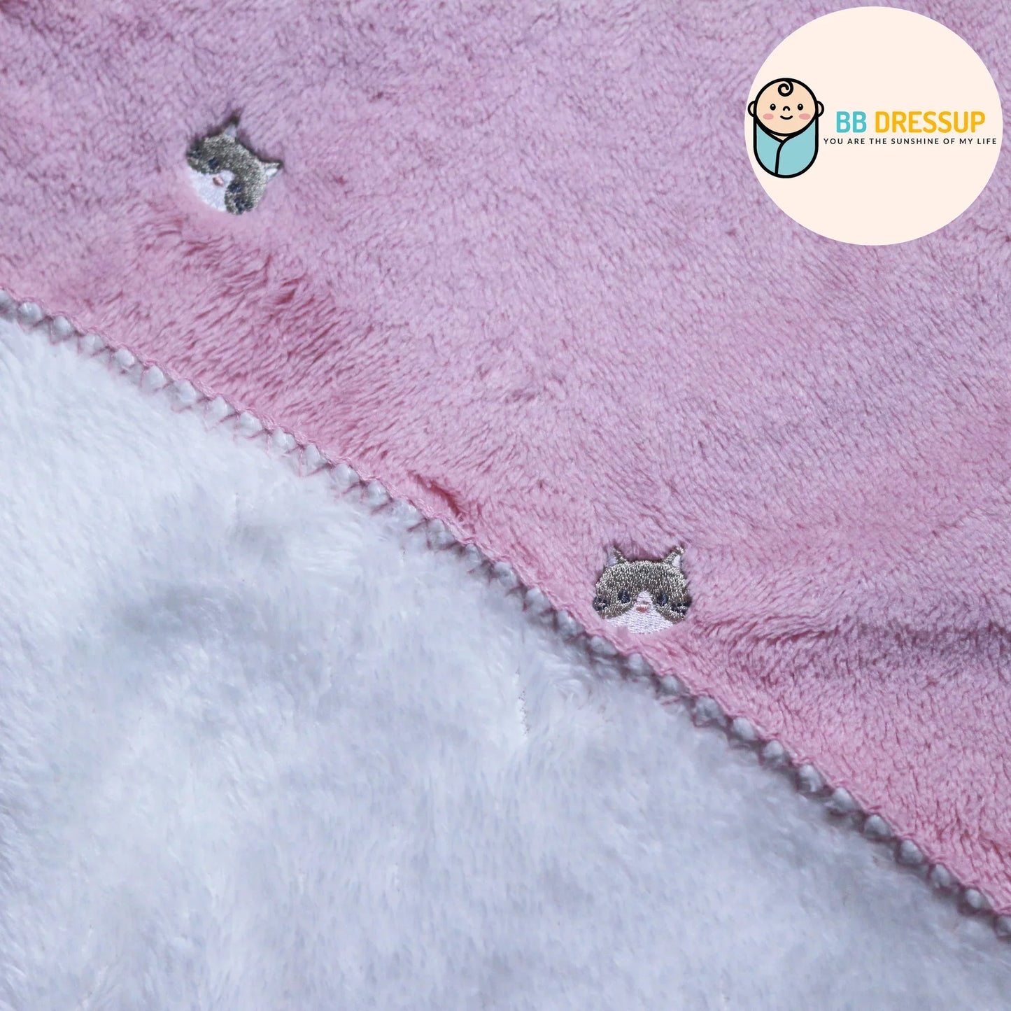 [現貨] 日本直送 アシスト 粉紅貓咪刺繡3 Ways嬰兒毛氈 - BB Dressup
