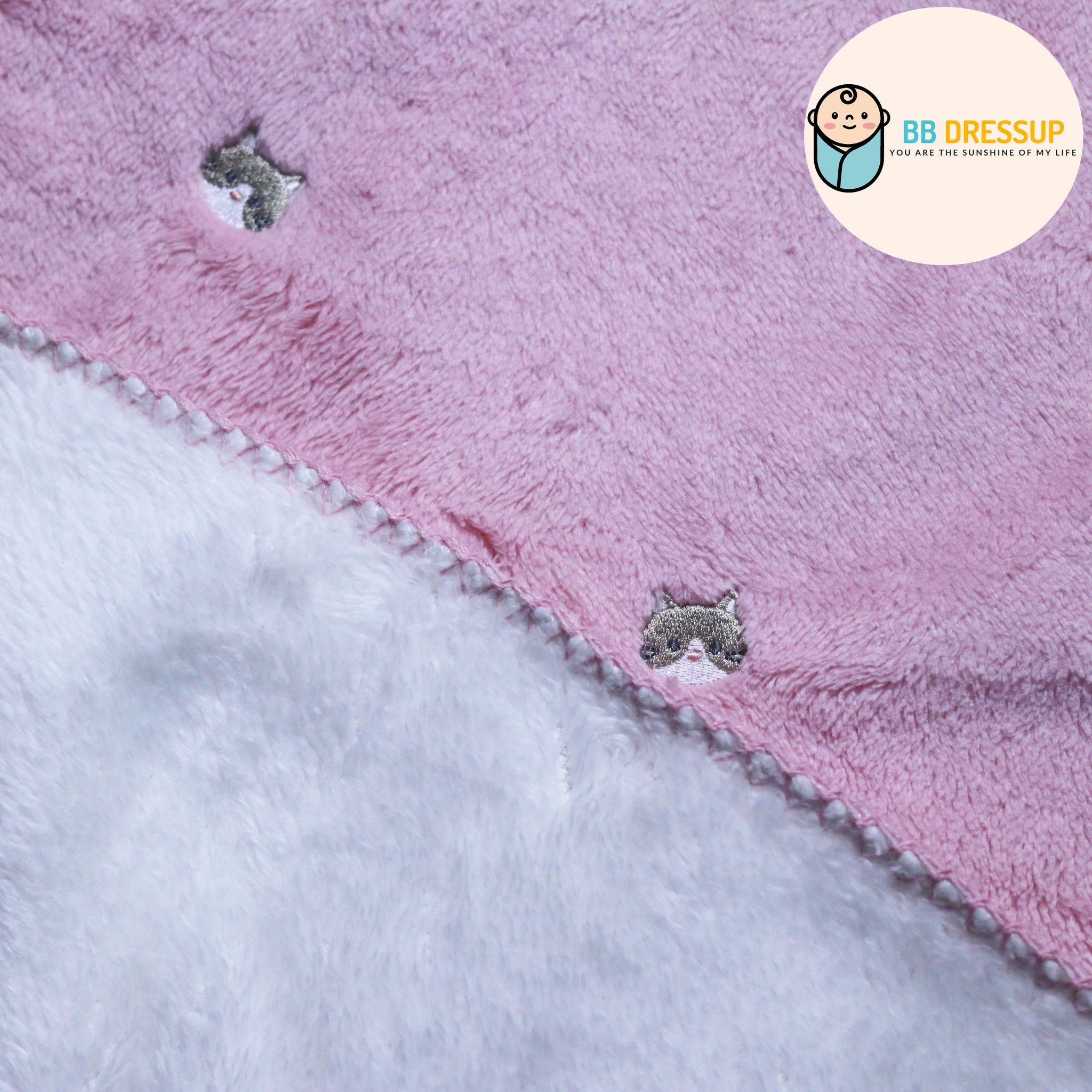 [現貨] 日本直送 アシスト 粉紅貓咪刺繡3 Ways嬰兒毛氈 - BB Dressup