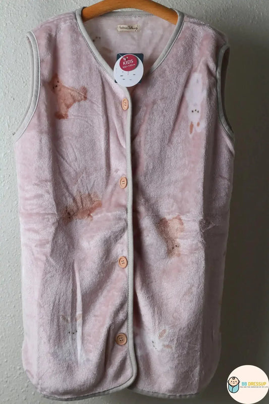 [現貨] 日本直送 アシスト 幼童米色熊仔法蘭絨背心外套 (100-130cm) - BB Dressup