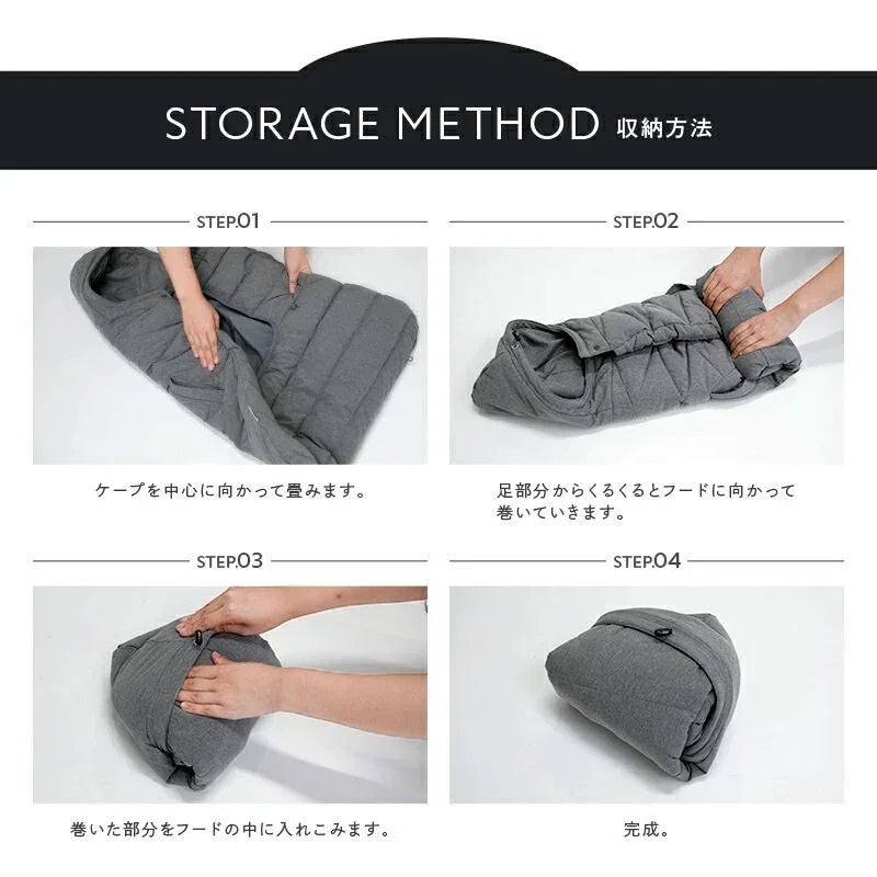 [現貨] 日本直送 atRise 炭灰色雙層極暖多用途冬季披肩嬰兒斗篷 - BB Dressup