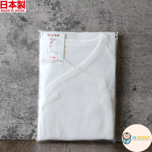 日本製岩下株式會社初生嬰兒純白 Eiffel Knit 蝴蝶衣正面圖。
