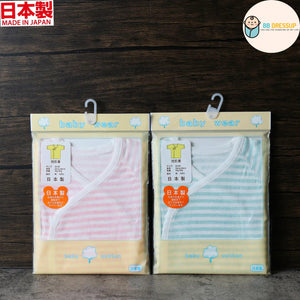[現貨] 日本製岩下株式會社 初生嬰兒全棉短袖上衣/居家服 (粉藍/粉紅) - BB Dressup