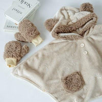 [現貨] 日本直送Bisque 嬰兒米色法蘭絨連帽斗篷 (3至5歲) - BB Dressup