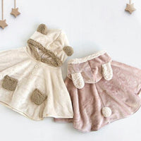 [現貨] 日本直送Bisque 嬰兒米色法蘭絨連帽斗篷 (3至5歲) - BB Dressup
