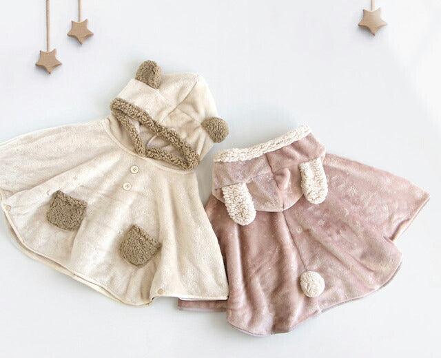 [現貨] 日本直送Bisque 嬰兒米色法蘭絨連帽斗篷 (3至5歲) - BB Dressup