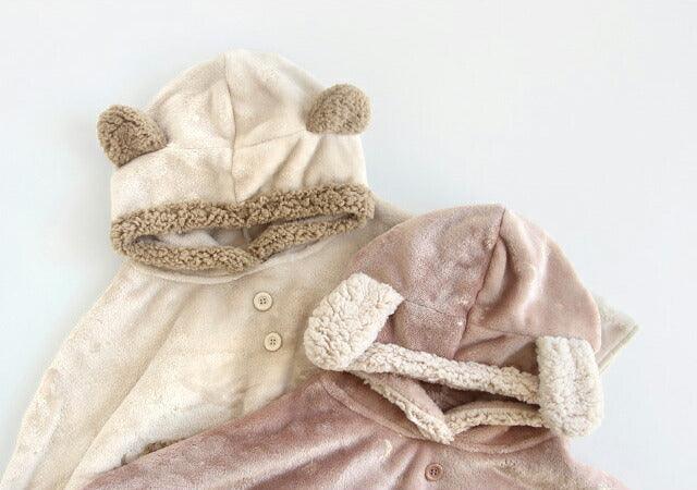 [現貨] 日本直送Bisque 嬰兒米色法蘭絨連帽斗篷 (3至5歲) - BB Dressup