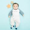 日本直送 Chuckle Baby藍色波點熊仔長袖嬰兒連身衣 - BB Dressup