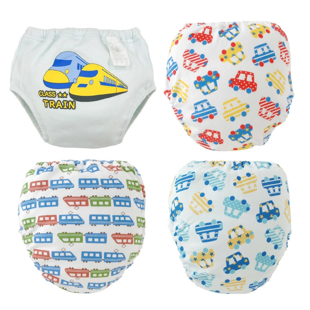 [現貨] 日本直送Chuckle Baby 汽車兒童如廁訓練練習褲四件裝 (4層吊掛式設計) 90-95cm