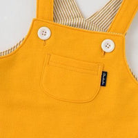[現貨] 日本直送 Chuckle Baby初生嬰兒黃色直紋褲腳吊帶褲 - BB Dressup