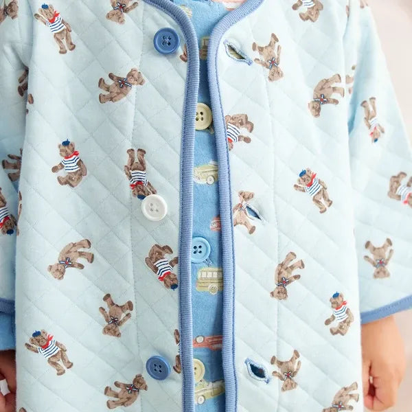 [現貨] 日本直送Combi Mini 嬰兒粉紅長袖保暖絎縫睡袍/睡衣 (80-90cm) - BB Dressup