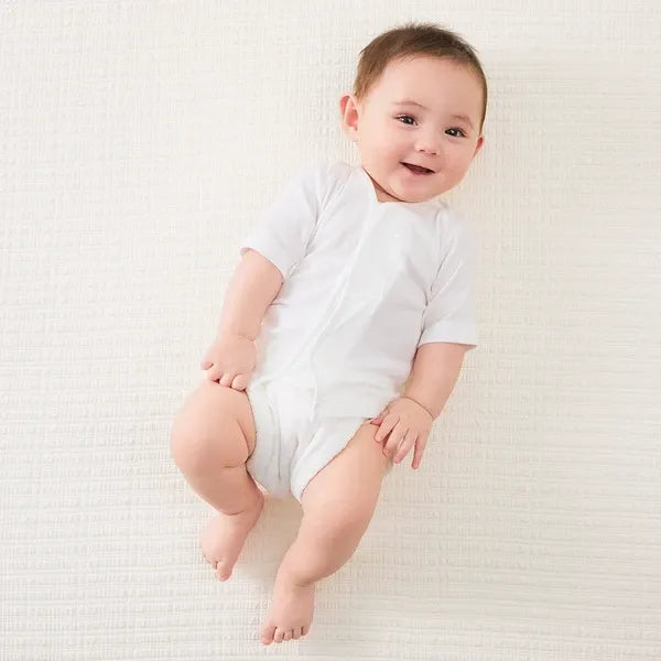 [現貨] 日本直送Combi Mini 初生嬰兒100%魔術貼純棉短袖上衣 (2件裝) (50-70cm) - BB Dressup