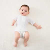 [現貨] 日本直送Combi Mini 初生嬰兒100%魔術貼純棉短袖上衣 (2件裝) (50-70cm) - BB Dressup