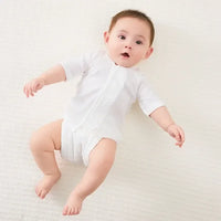 [現貨] 日本直送Combi Mini 初生嬰兒100%魔術貼純棉短袖上衣 (2件裝) (50-70cm) - BB Dressup